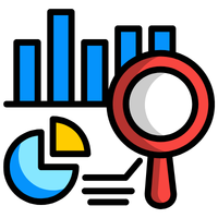 data charts graphs and a magnifying glass
