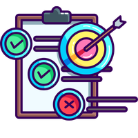 clipboard with check marks and a bullseye